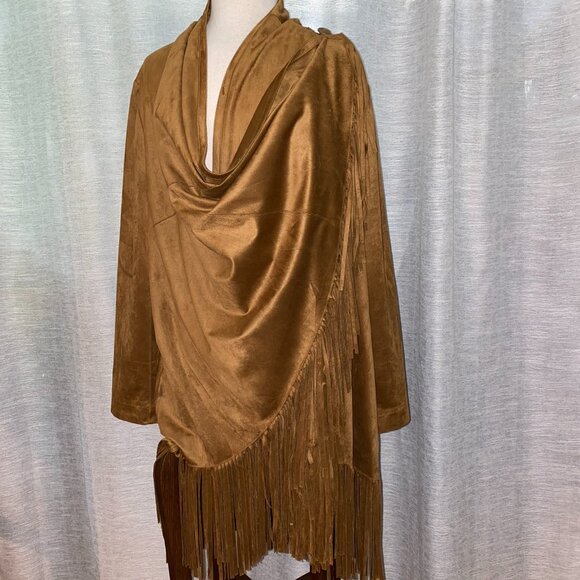 Chico's Fringed Poncho/Wrap Copper Color Size 4 (US20/22) - Picture 1 of 12